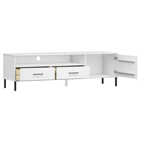 TV-Schrank OSLO mit Metallbeinen Weiß Massivholz Kiefer