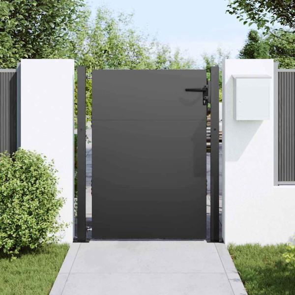 Gartentor Schwarz 105 x 130 cm Pulverbeschichteter Stahl