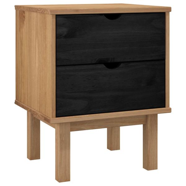 Nachttisch OTTA Schwarz 45 x 39 x 57 cm Massives Kiefernholz