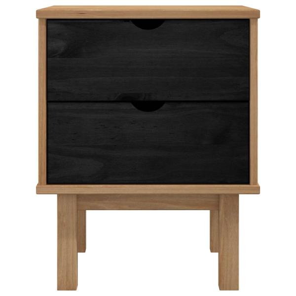 Nachttisch OTTA Schwarz 45 x 39 x 57 cm Massives Kiefernholz