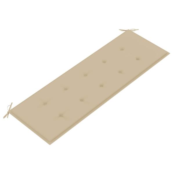Stapelbare Gartenbank mit Auflage 159 cm Massivholz Teak