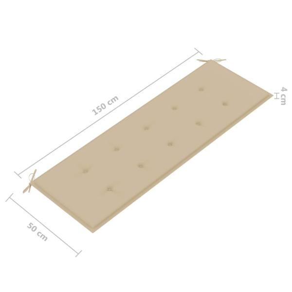 Stapelbare Gartenbank mit Auflage 159 cm Massivholz Teak