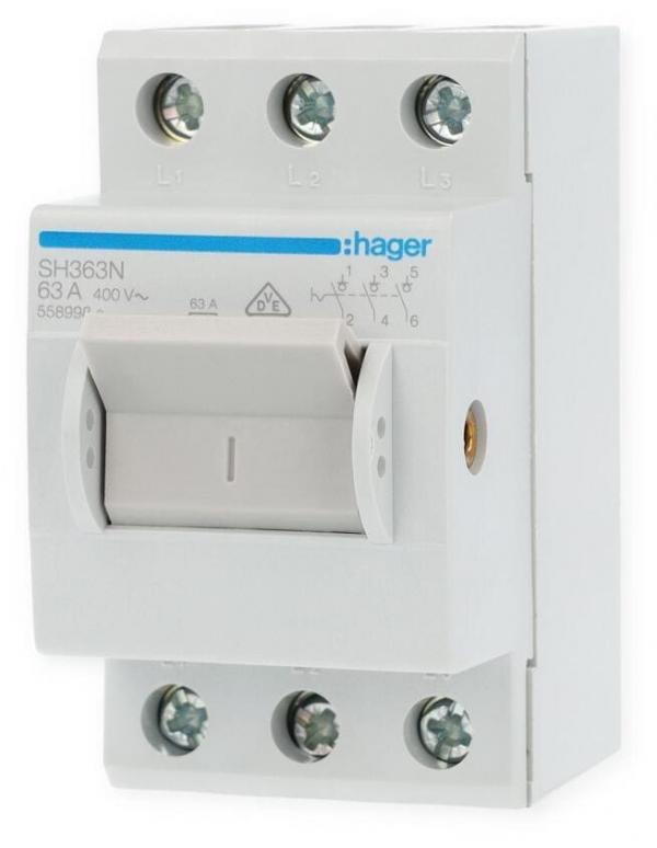 ARDEBO.de Hager SH363N Kompaktschalter, Ausschalter, 63A, 3 Schließer, 400V AC, 2.5 PLE