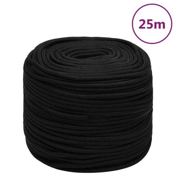 ARDEBO.de - Arbeitsseil Schwarz 6 mm 25 m Polyester