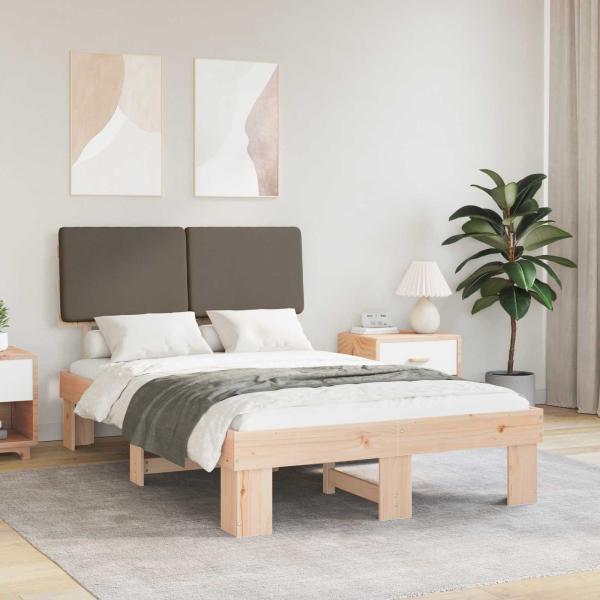 ARDEBO.de - Bettgestell mit gepolstertem Kopfteil Taupe 120 x 200 cm