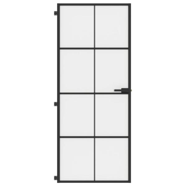 Innentür Schlank Schwarz 83x201,5 cm Hartglas & Aluminium