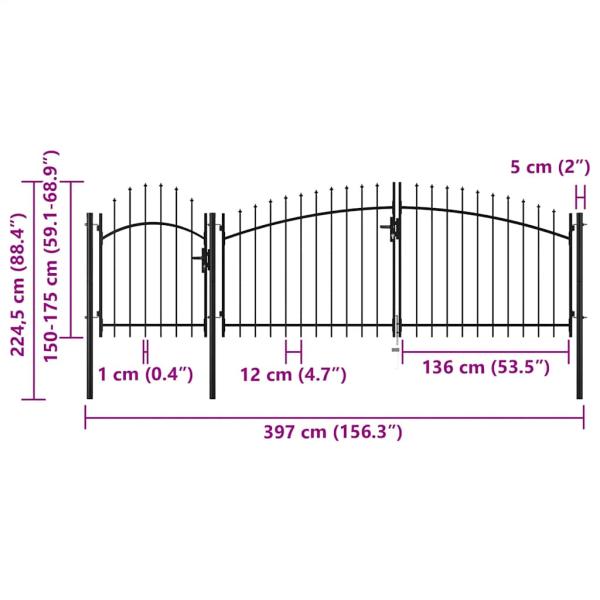 Gartentor Woerden Stahl 1,75 x 4 m Schwarz