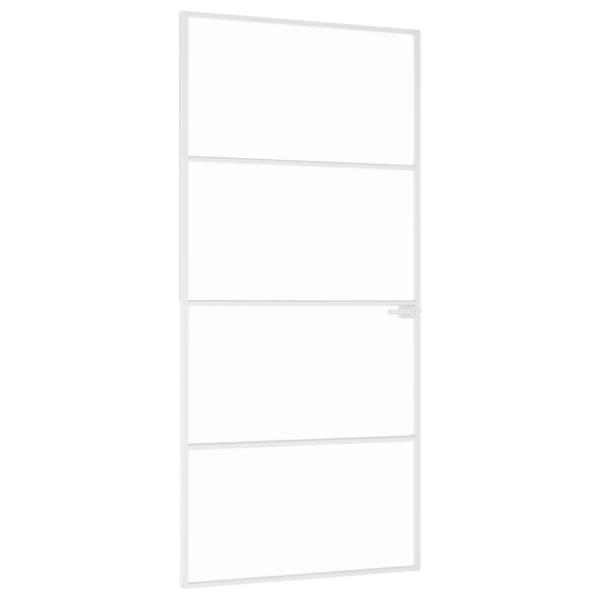 Innentür Weiß 93x201,5 cm Hartglas & Aluminium Schlank