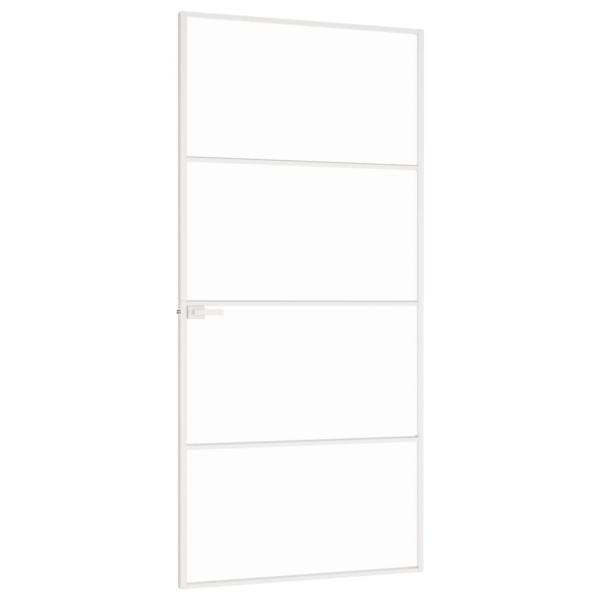 Innentür Weiß 93x201,5 cm Hartglas & Aluminium Schlank
