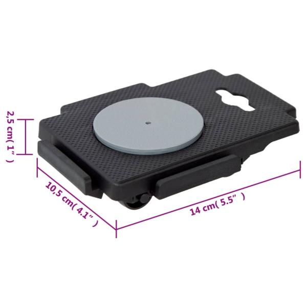 Transportroller mit 8 Rollen 4 Stk. Schwarz Polypropylen 150 kg