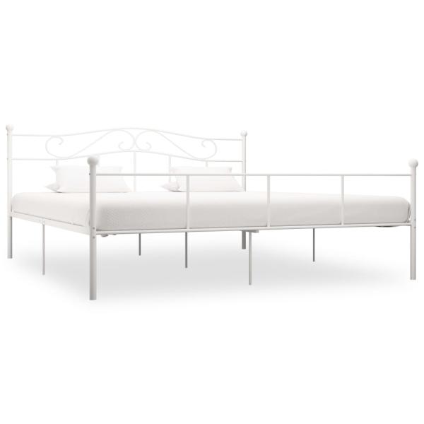 ARDEBO.de - Bettgestell Weiß Metall 200×200 cm