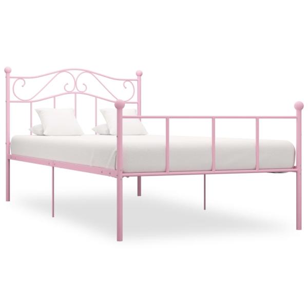 ARDEBO.de - Bettgestell Rosa Metall 100 × 200 cm