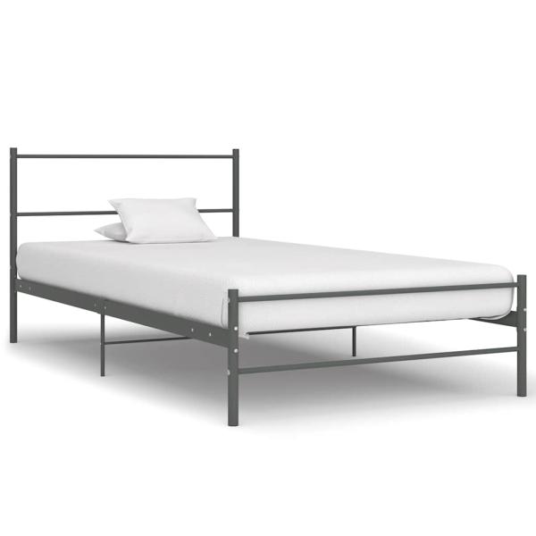 ARDEBO.de - Bettgestell Grau Metall 100 × 200 cm