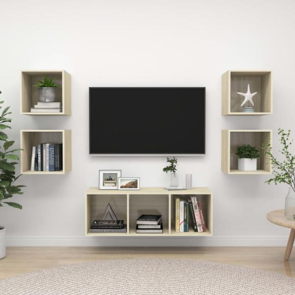 ARDEBO.de - 5-tlg. TV-Schrank-Set Sonoma-Eiche Holzwerkstoff