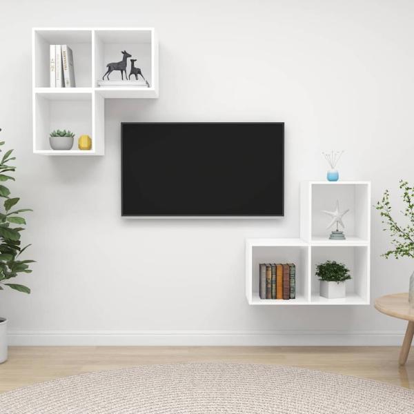 ARDEBO.de - 4-tlg. TV-Schrank-Set Weiß Holzwerkstoff