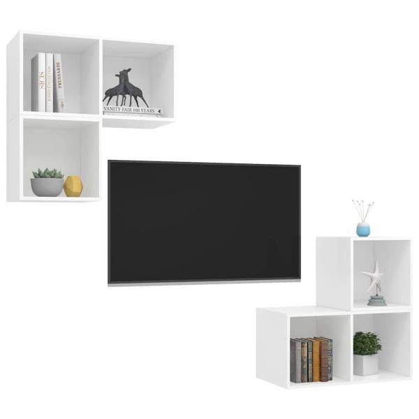 4-tlg. TV-Schrank-Set Weiß Holzwerkstoff