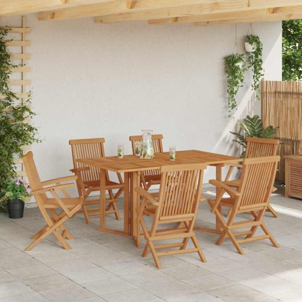 ARDEBO.de - Garten Essgruppe 7 stk. Braun Massivholz Teak