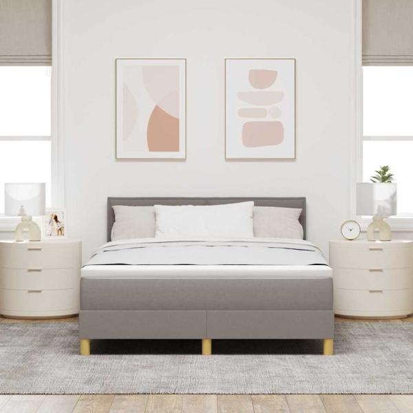 Boxspringbett mit Kissen mit Kopfteil Taupe 140 x 190 cm Stoff
