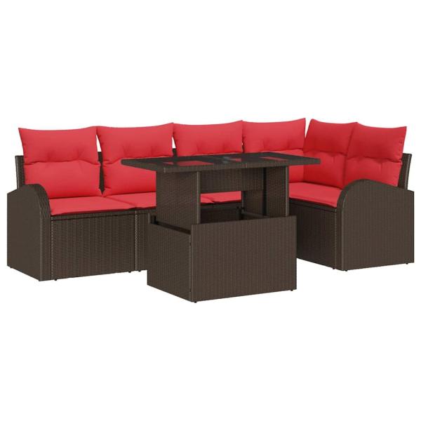 Gartensofa-set 6 stk. 5-Sitzanzahl Braun Poly Rattan