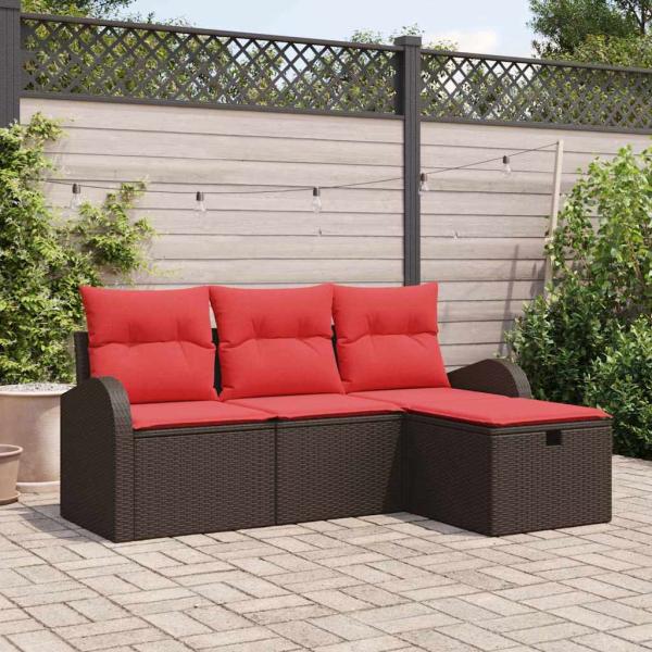 ARDEBO.de - Gartensofa-set 4 stk. Braun Poly-Rattan