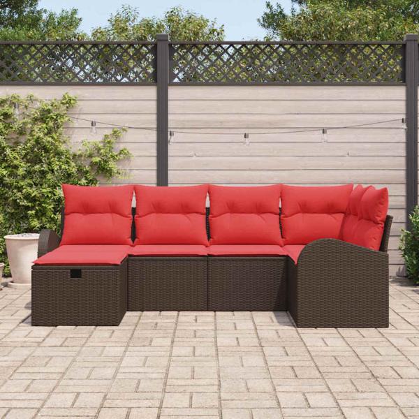Gartensofa-set 6 stk. Braun Poly-Rattan
