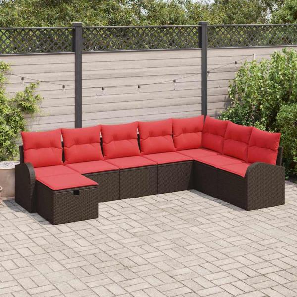 ARDEBO.de - Gartensofa-set 8 stk. Braun Poly-Rattan