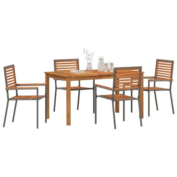 Garten Essgruppe 5 stk. Grau Massivholz Akazie