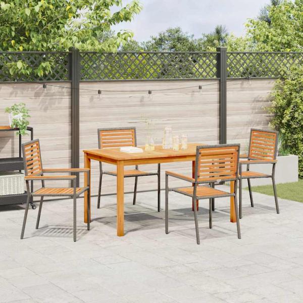 Garten Essgruppe 5 stk. Grau Massivholz Akazie