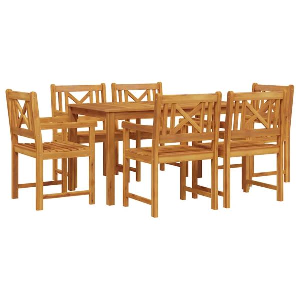 Garten Essgruppe 7 Stk. Braun Massivholz Akazie