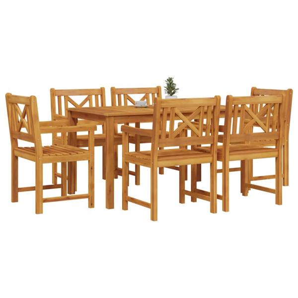 Garten Essgruppe 7 Stk. Braun Massivholz Akazie