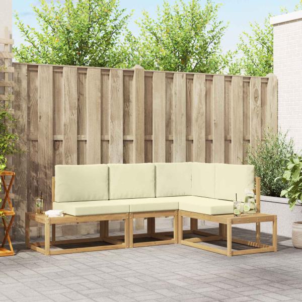 ARDEBO.de - Outdoor-Sofagarnitur 3 Stück Weiß und Creme Polyester