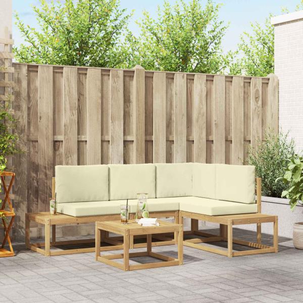 ARDEBO.de - Outdoor-Sofagarnitur 4 Stück Weiß und Creme Polyester