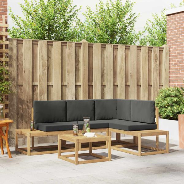 ARDEBO.de - Outdoor-Sofagarnitur 4 Stück Weiß und Anthrazit Polyester