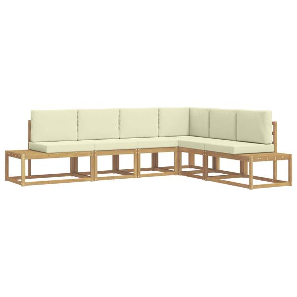 Outdoor-Sofagarnitur 4 Stück Weiß und Creme Polyester