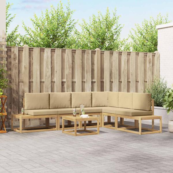 ARDEBO.de - Outdoor-Sofagarnitur 5 Stück Weiß und Beige Polyester