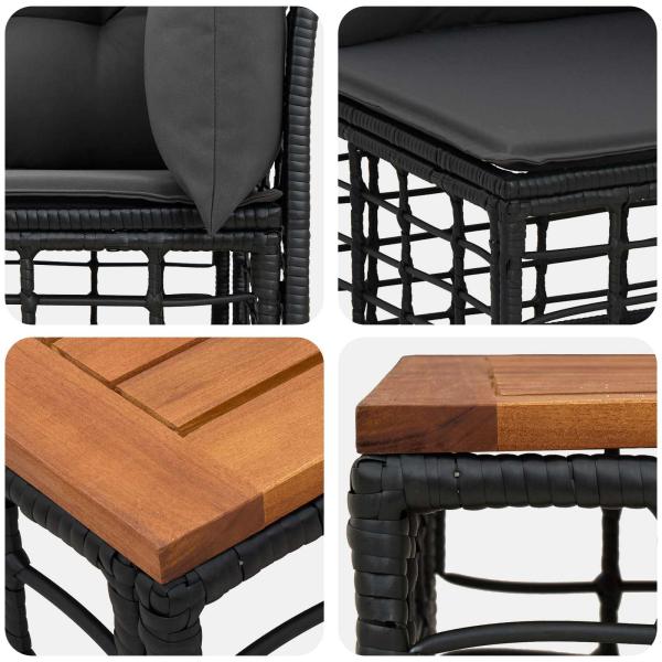 Outdoor-Sofagarnitur 6 Stk. Schwarz und Dunkelgrau Polyester