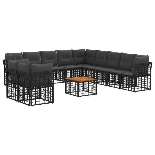 Outdoor-Sofagarnitur 12 stk. Schwarz und Dunkelgrau Polyester