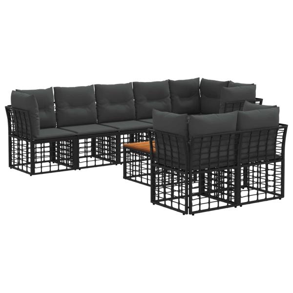 Outdoor-Sofagarnitur 9 stk. Schwarz und Dunkelgrau Polyester