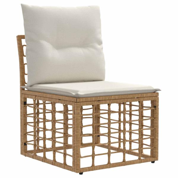 Outdoor-Sofagarnitur 14 stk. Natürlich und Cremweiß Polyester