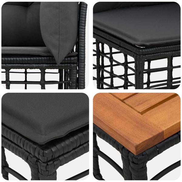 Outdoor-Sofagarnitur 13 Stk. Schwarz und Dunkelgrau Polyester