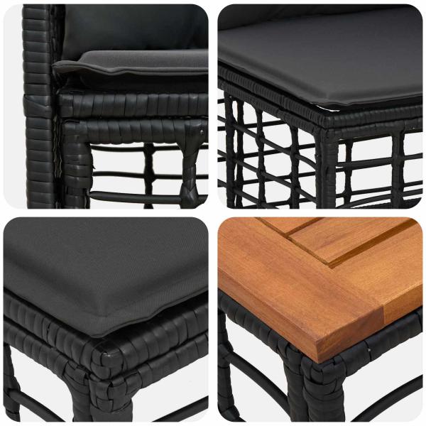 Outdoor-Sofagarnitur 5 Stk. Schwarz und Dunkelgrau Polyester