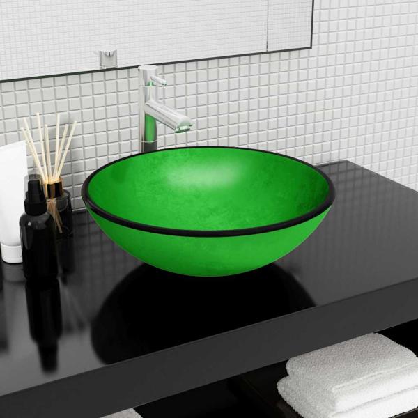 ARDEBO.de - Waschbecken Hartglas 42x14 cm Grün