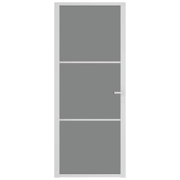 Innentür 83x201,5 cm Weiß ESG-Glas und Aluminium