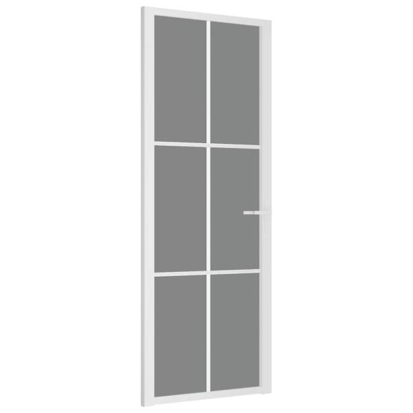 Innentür 76x201,5 cm Weiß ESG-Glas und Aluminium