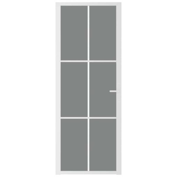 Innentür 76x201,5 cm Weiß ESG-Glas und Aluminium