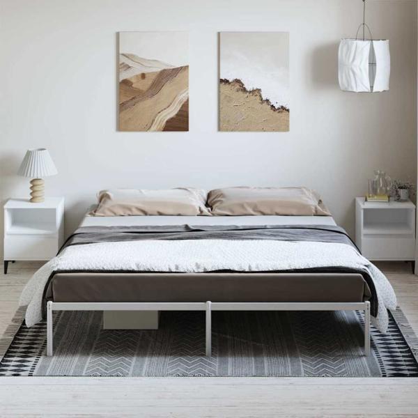 Bettgestell Metall Weiß 183x213 cm