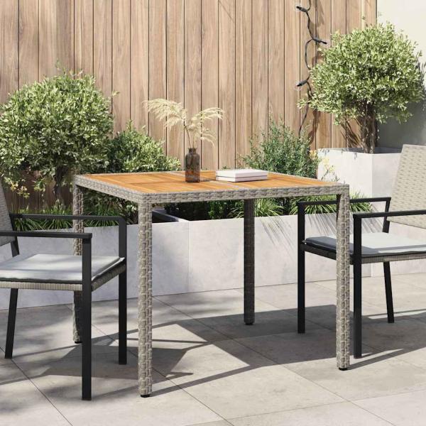 ARDEBO.de - Gartentisch Grau 90 x 90 x 75 cm Poly-Rattan