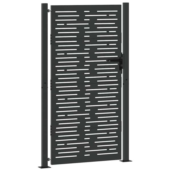 Gartentor Schwarz 110 x 205 cm Pulverbeschichteter Stahl