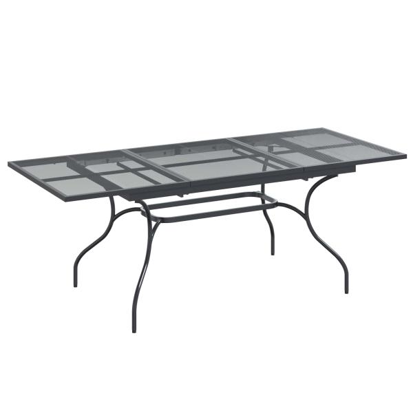 Ausziehbarer Mesh Esstisch Anthrazit 212 x 90 x 76 cm Stahl