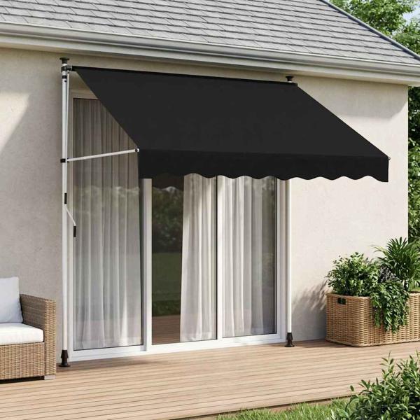 ARDEBO.de - Manuell einziehbare Markise Schwarz 350 cm